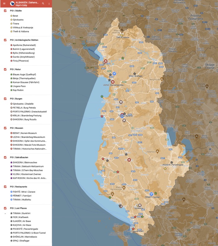 Albanien-Landkarte-POI