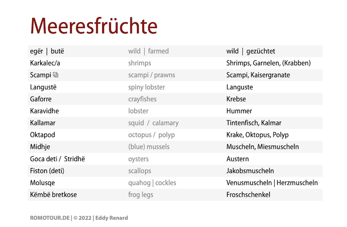 Albanisch-Reisewortschatz-Meeresfruechte-Restaurant-Speisekarte-Vokabeln-einkaufen---700
