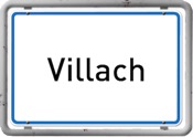 Ortschild Villach auf der geführten Motorradtour nach Albanien